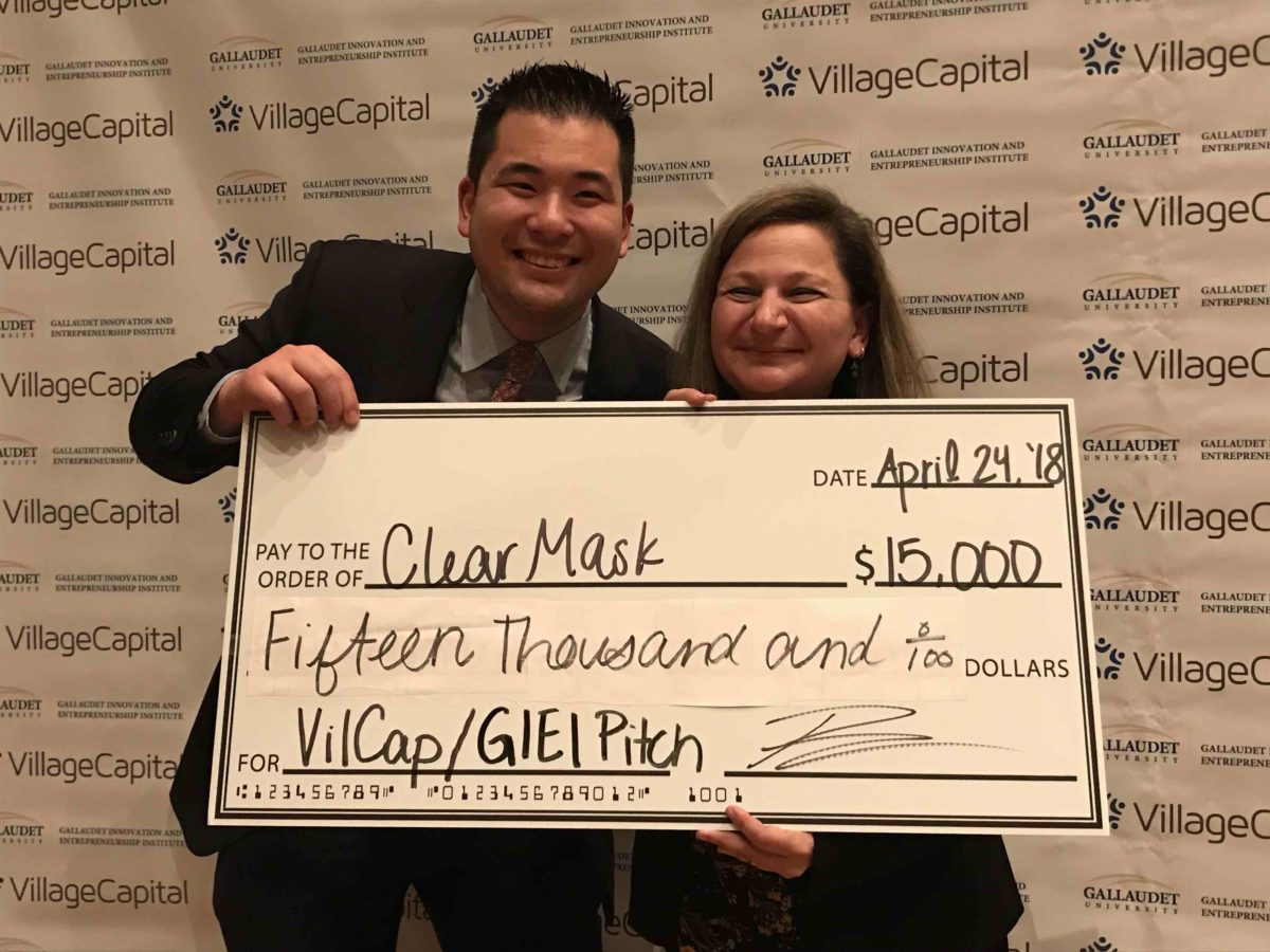 ClearMask’s Aaron Hsu and Deborah Nathanson won $15K at the Gallaudet/Village Capital pitch competition.