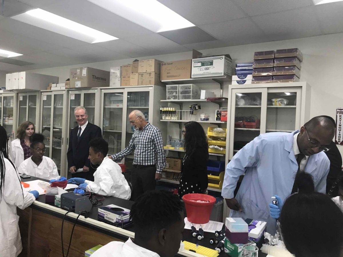U.S. Senator Chris Van Hollen visits the BioTechnical Institute of Maryland. 