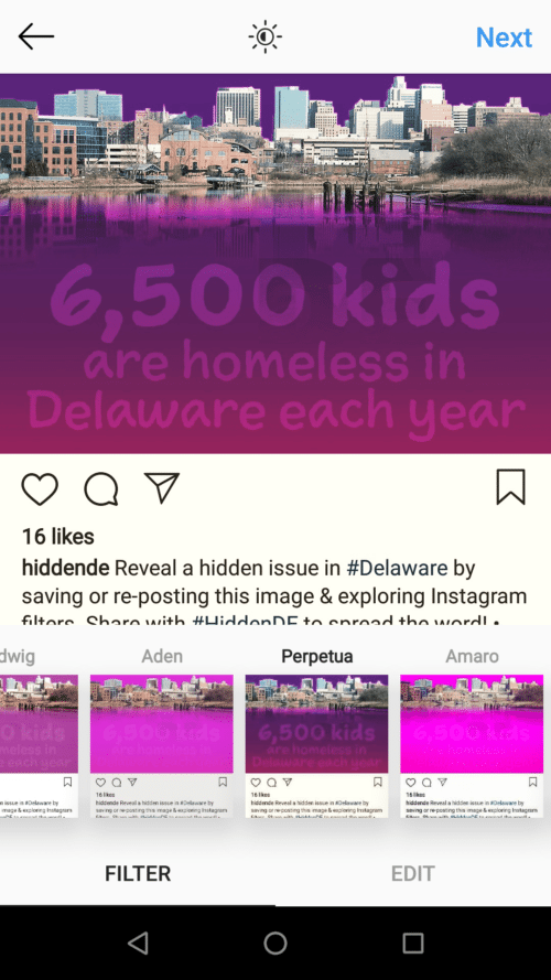 A screenshot of the "hidden" images in the campaign's Instagram account.
