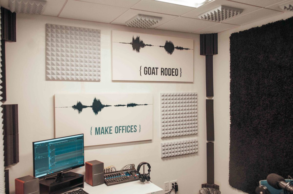 Inside the MakeOffices/Goat Rodeo audio studio. (Photo by George Mocharko)