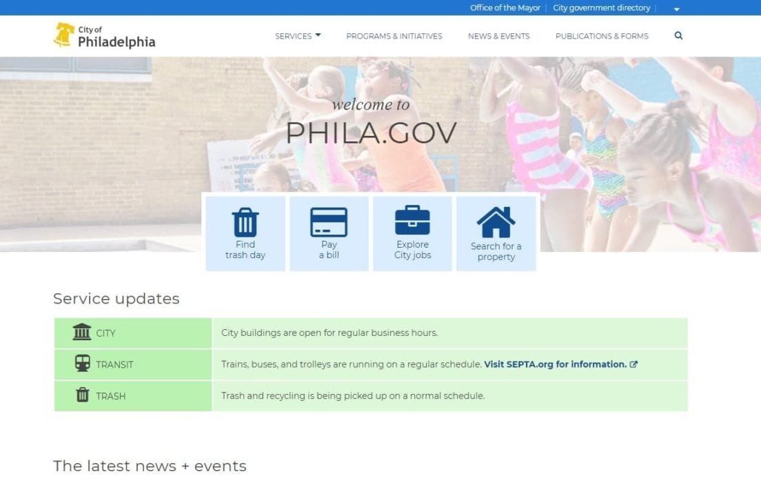 A Screenshot of Phila.gov.
