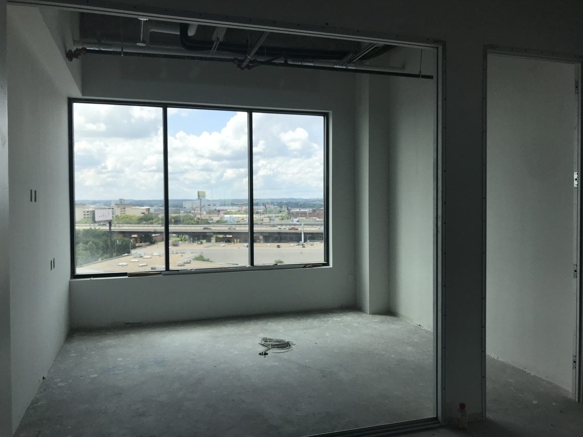 A future private office at Spaces' Stadium Square location. (Photo by Stephen Babcock)
