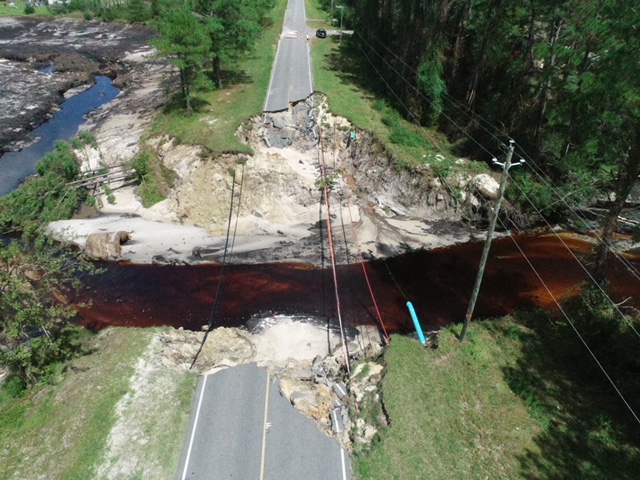 An Aerial Applications drone image of Hurricane Florence damage in North Carolina.