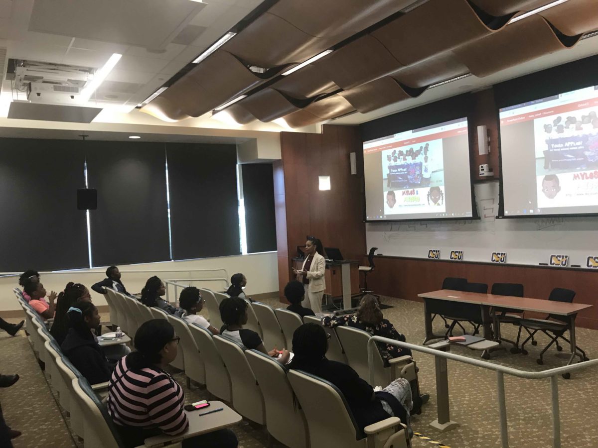 Dr. Leshell Hatley speaks at the Girls in CS Summit on September 22, 2018. (Courtesy photo)