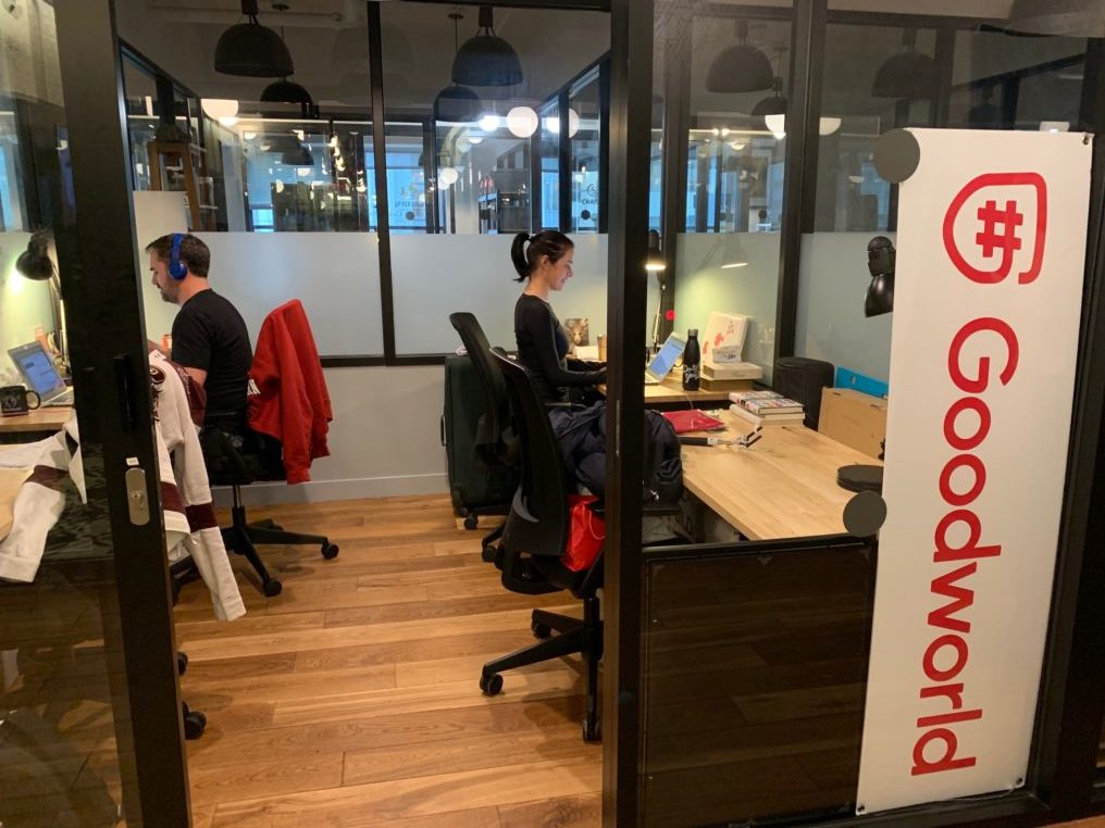 The Goodworld team working out of their new space in the WeWork K Street location. 