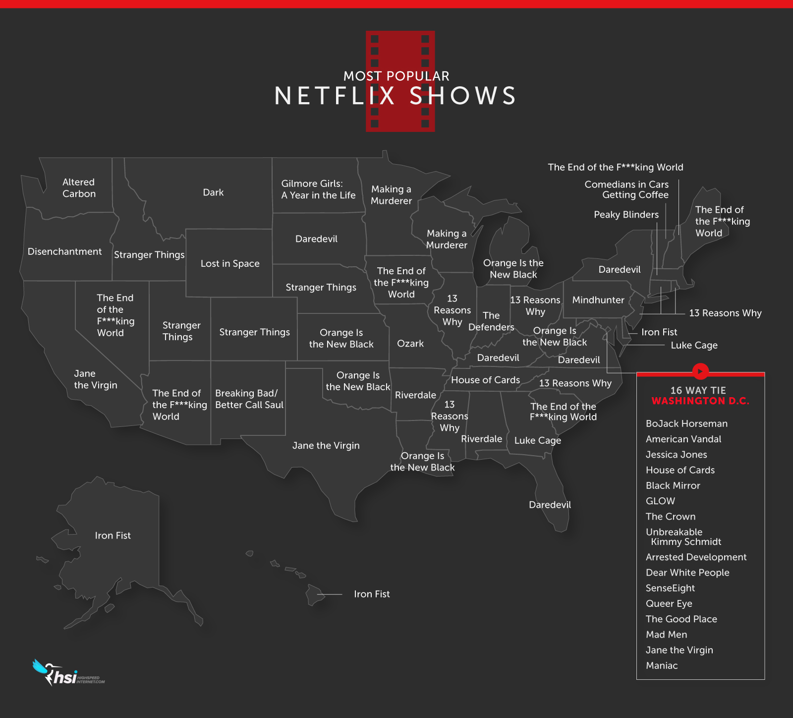 Map of the top Netflix shows by state