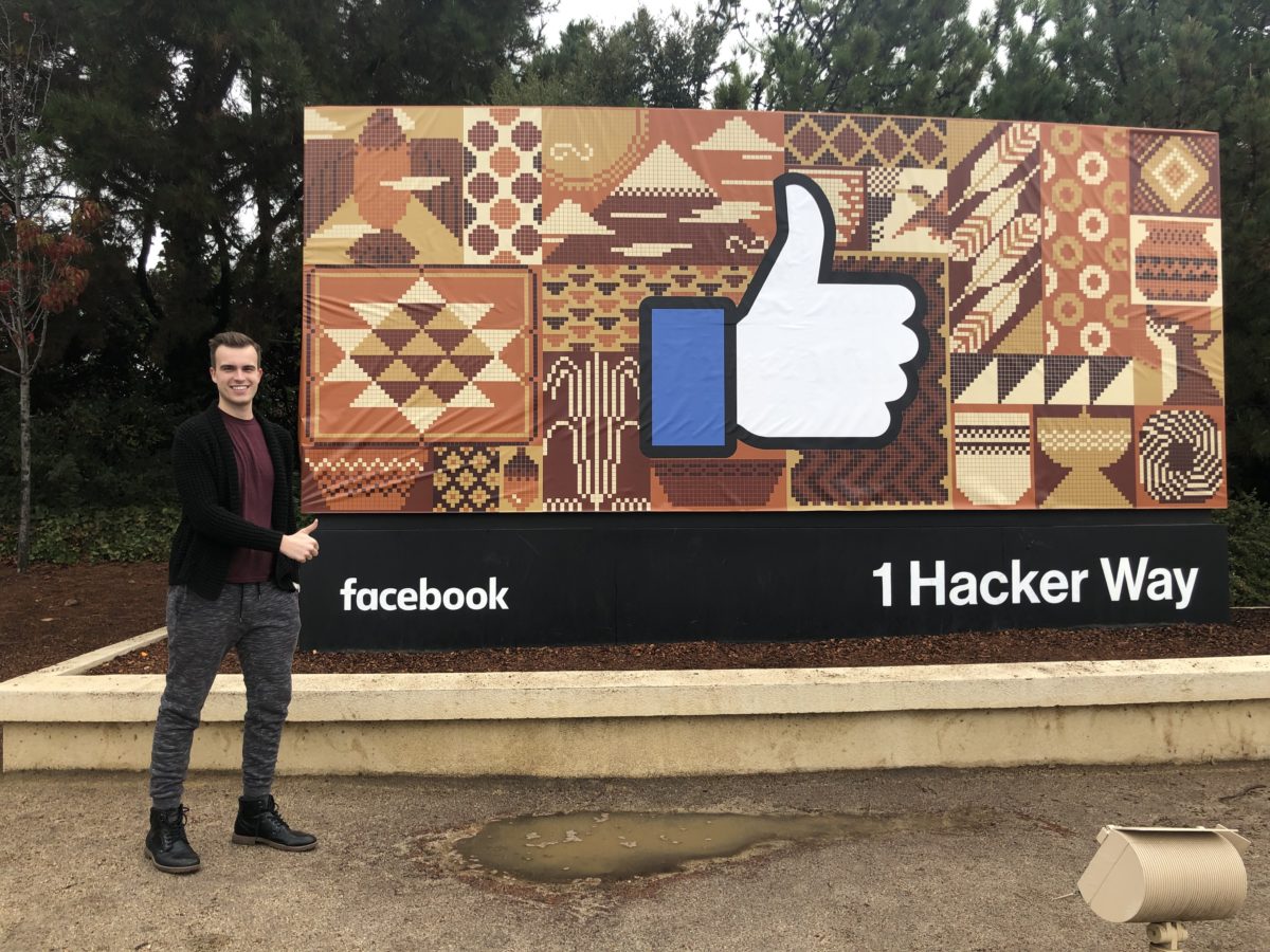 Nick Martin at Facebook HQ in Menlo Park, California.