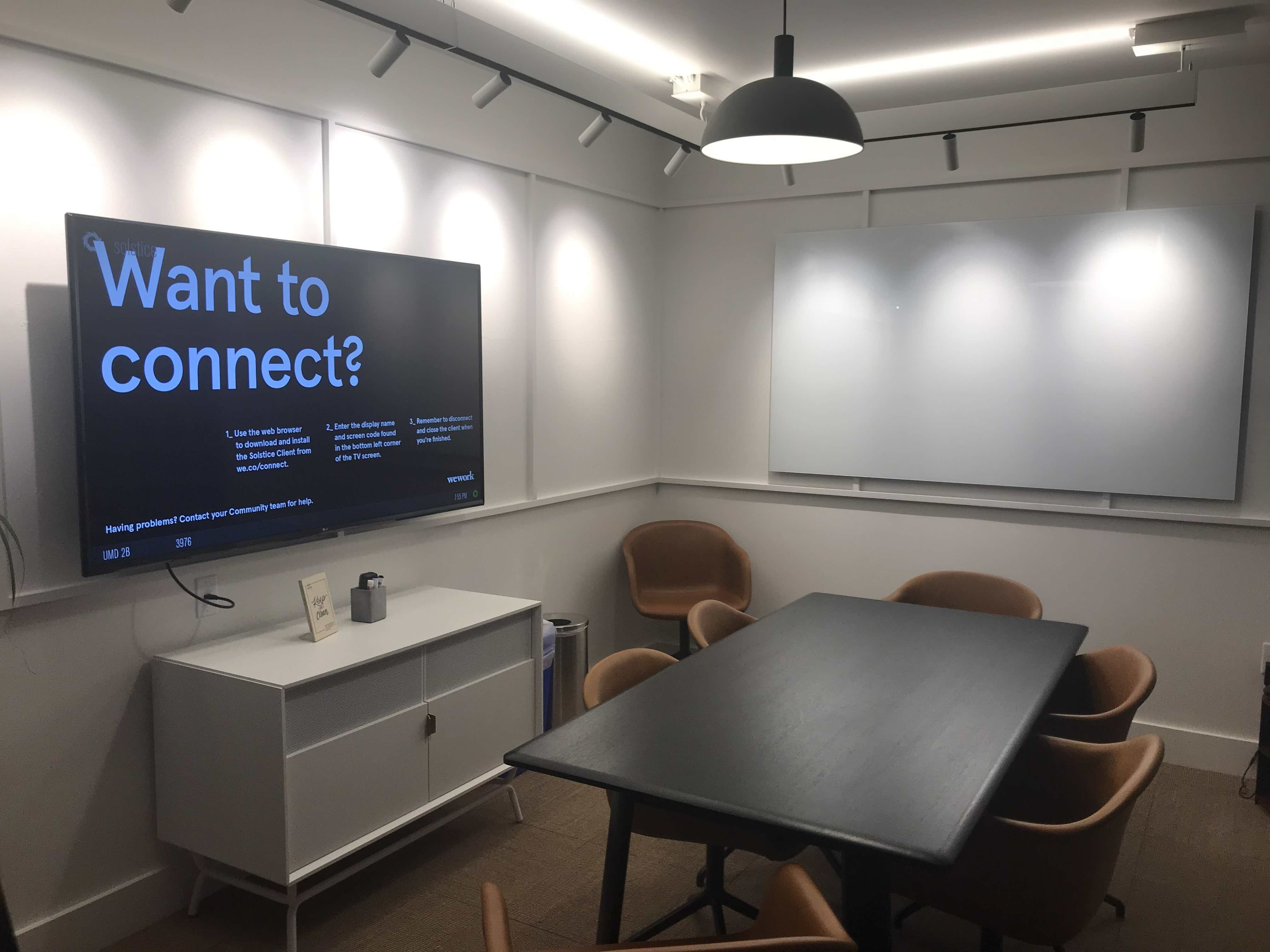 A meeting room at WeWork in College Park. (Photo by Stephen Babcock)