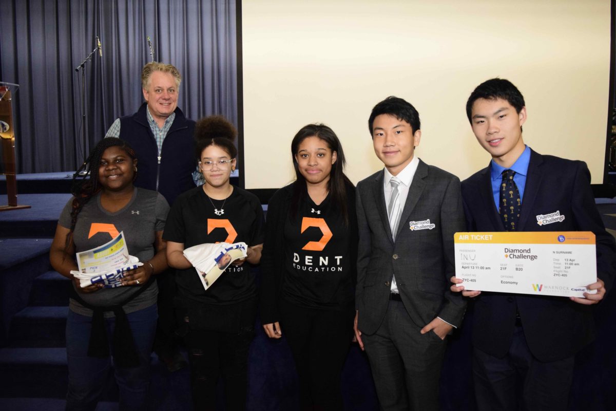 Social innovation track winners from Tala Charms and Inu with David Warnock (left).