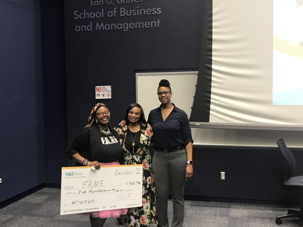 So You Want to Pitch competition winners Antoinella Perterkin, Erika Jernigan and Leslie Crawford.