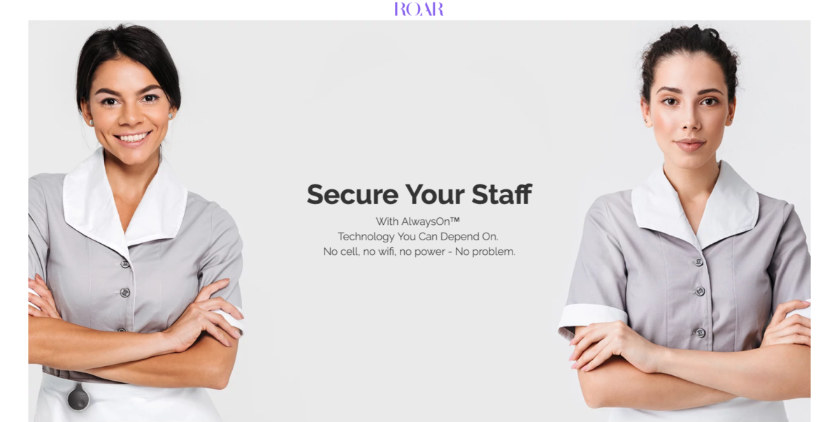 A screenshot of the new website which features two women dressed in housekeeper uniform, one of them wearing an Athena device