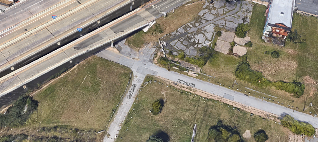 A Google Earth shot of the future skate park site.
