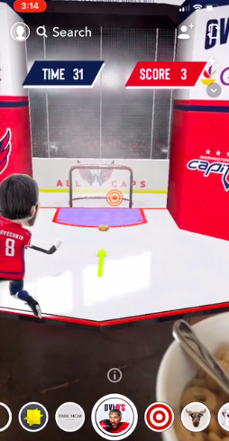 A still from Ovi O's Slapshot augmented reality game. (Courtesy photo)
