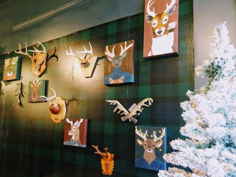 A wall of reindeer art