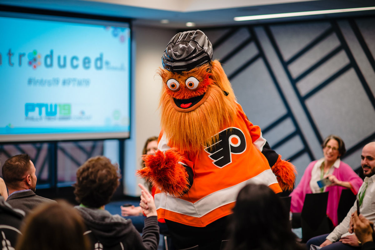 Gritty at 2019’s Introduced by Technical.ly conference.