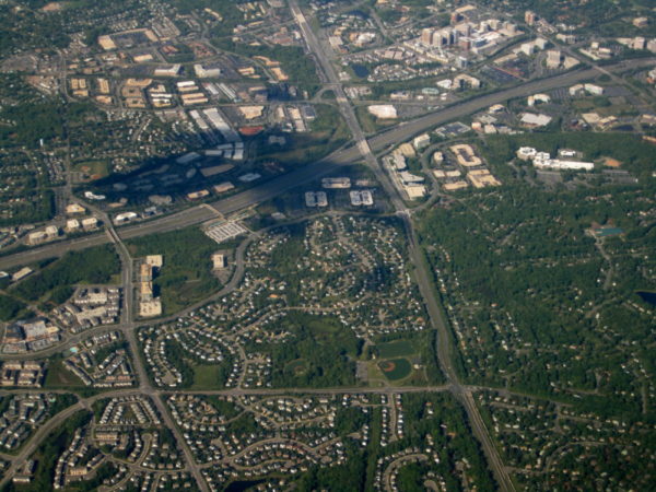 An aerial view of Fairfax County. 