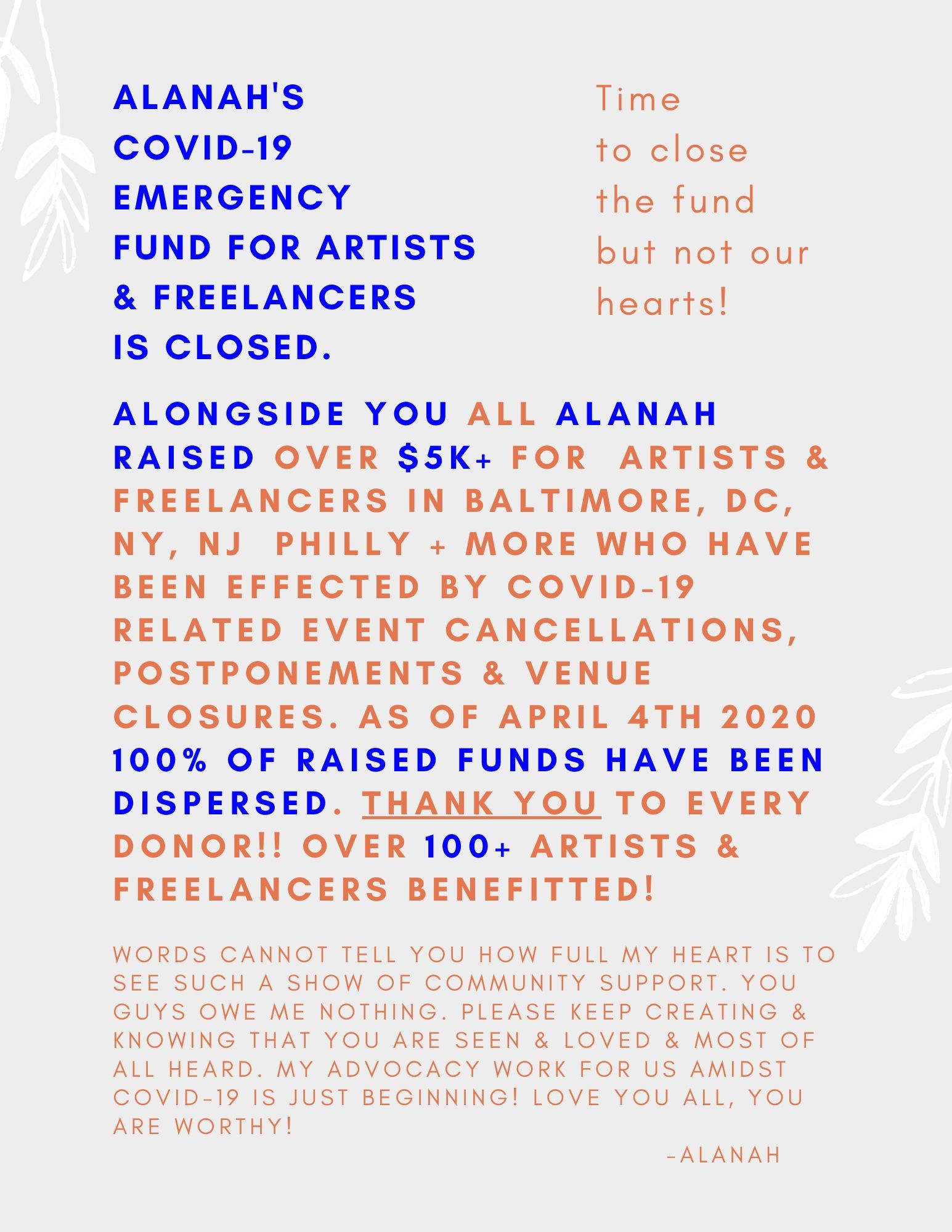 A graphic created by Alanah Nichole for her mutual aid fund. (Courtsy photo)