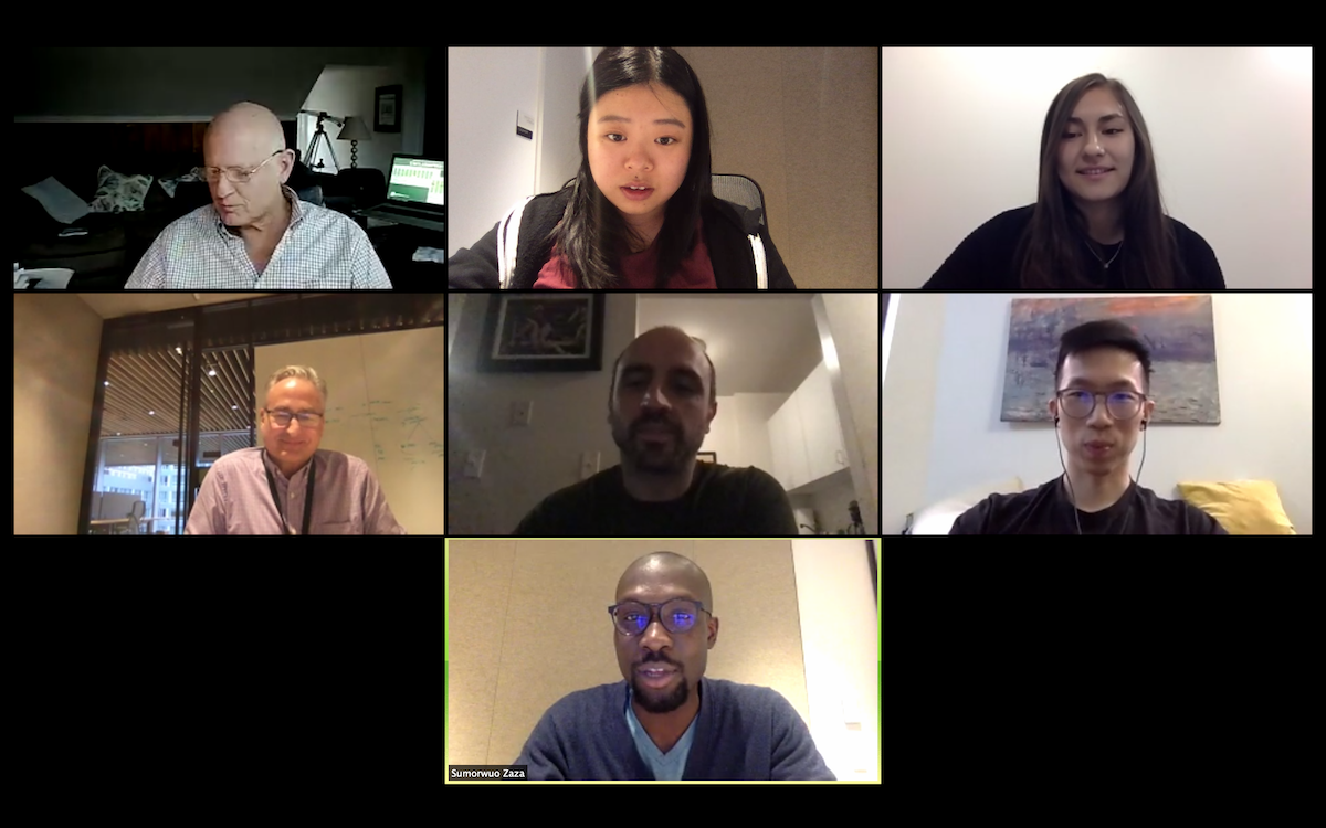 A recent NICKL team Zoom call, with CEO Sumorwuo Zaza in the bottom row.