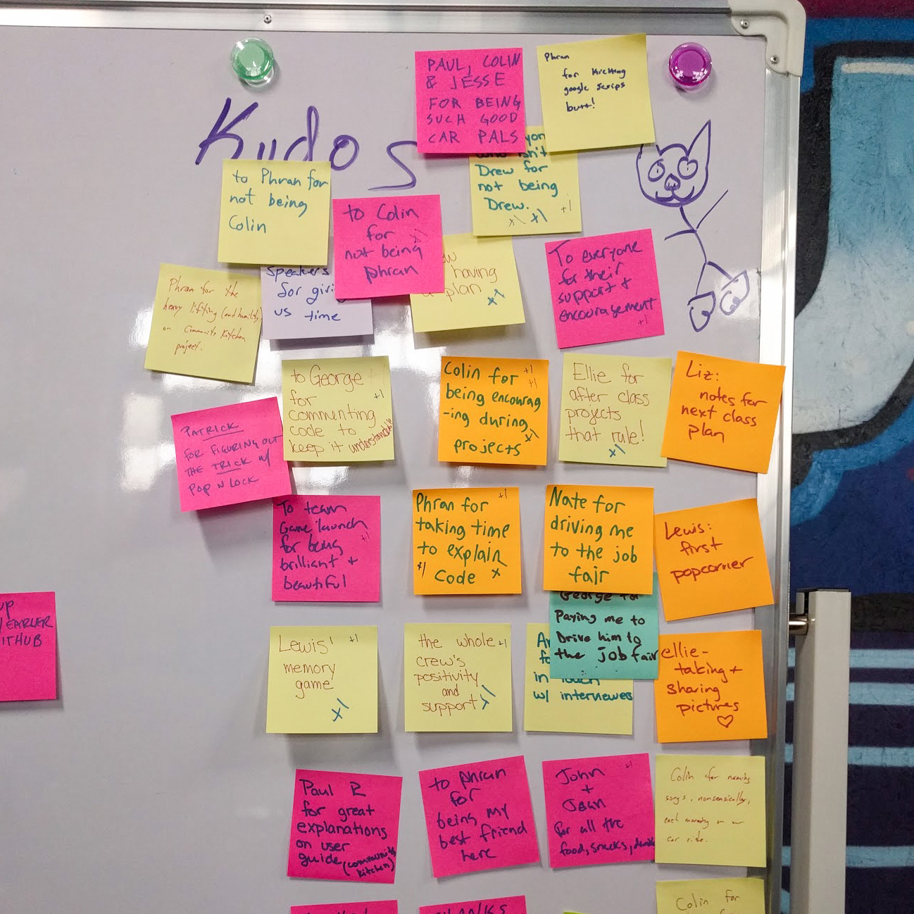 Sticky notes show reflections from Academy PGH students. (Photo: Jean Lange/via Academy PGH)