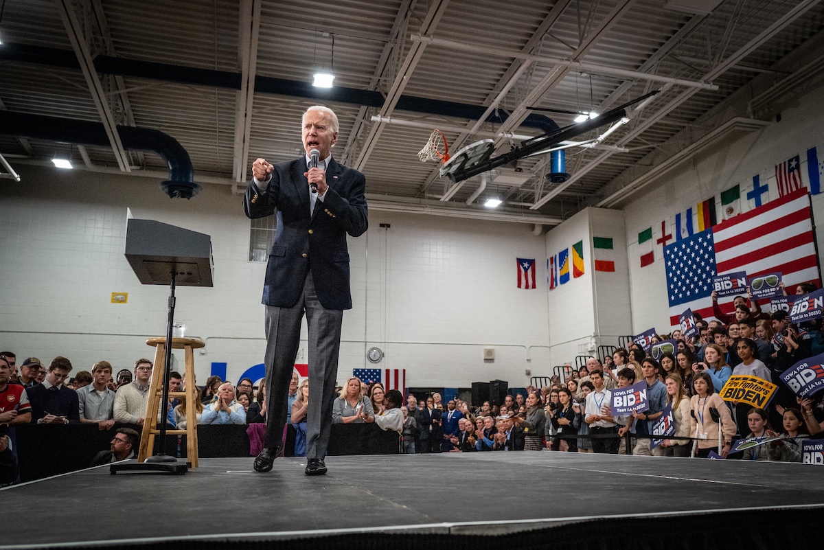 Joe Biden campaigning in Iowa in 2020.