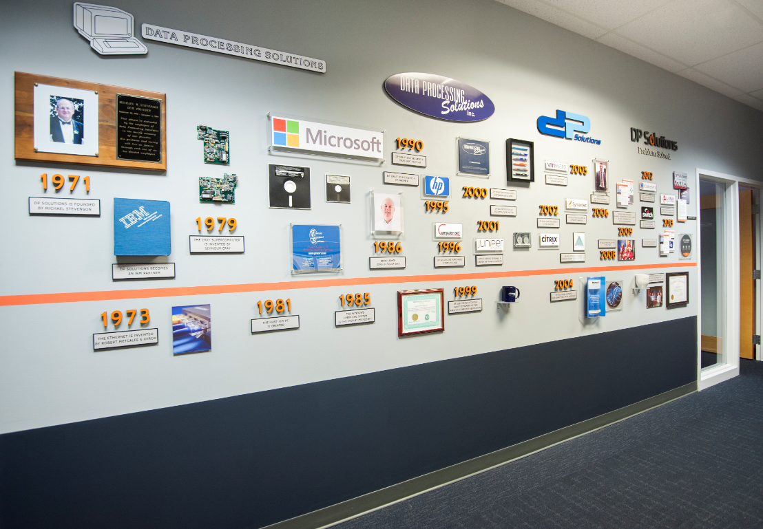 A section of DP Solutions' hall of history. (Courtesy photo)