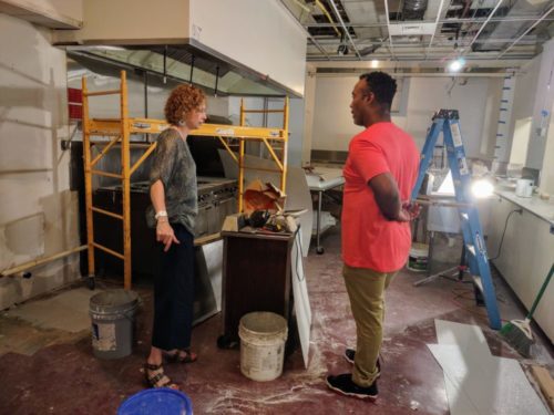 In the under-renovations kitchen at Grace Church