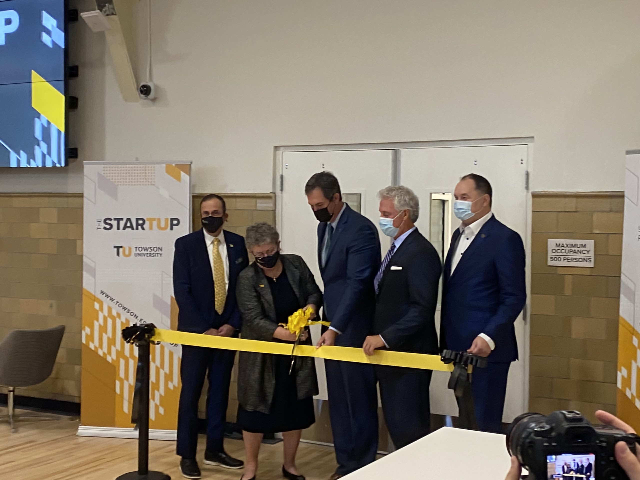 Towson and Baltimore County leaders cut the ribbon at StarTUp at the Armory. (Courtesy photo)