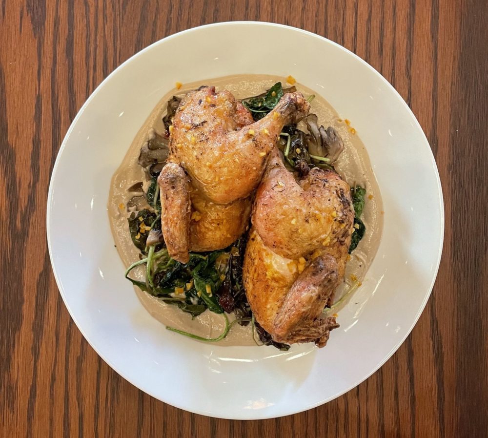 Chicken Provençal with roasted shallots, herbes de Provence, vermouth