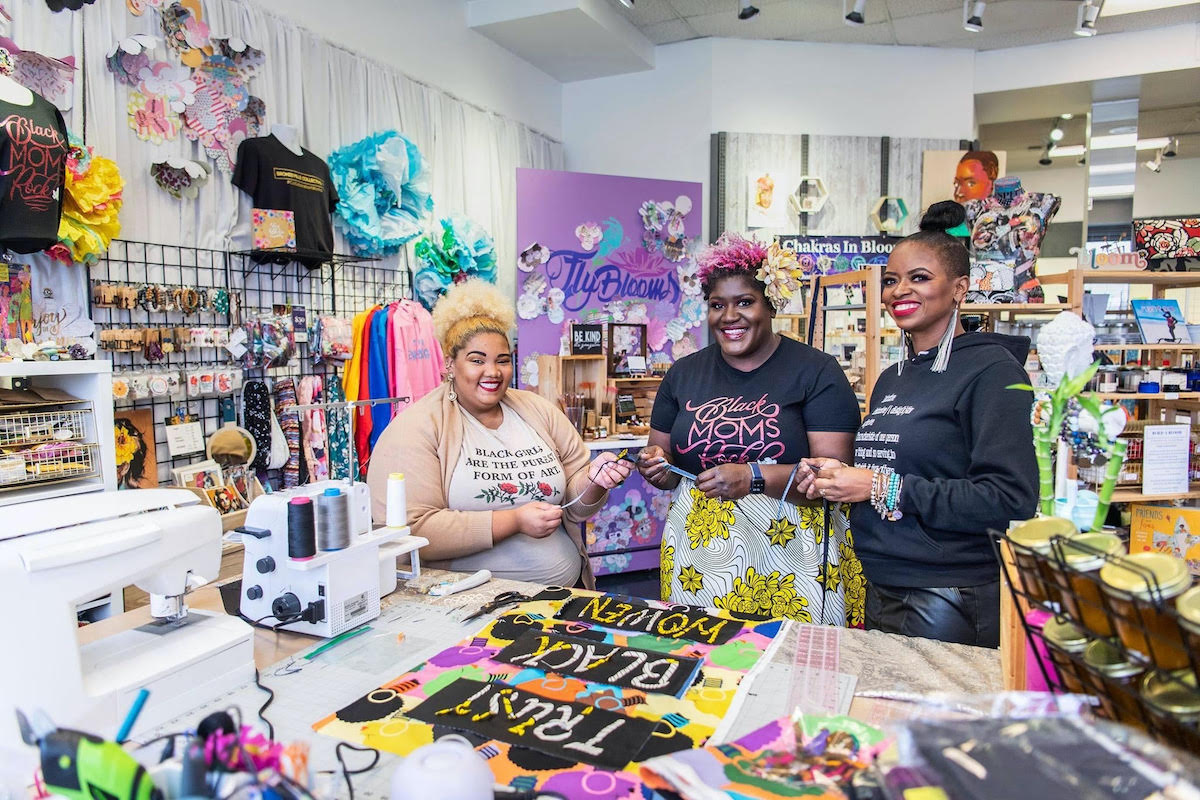Inside Bronzeville Collective, with cofounder Lilo Allen at left.