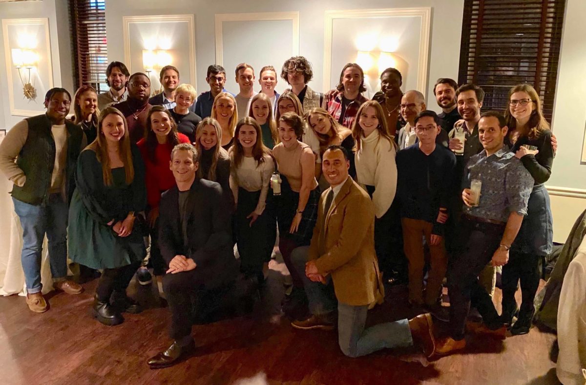 Piano’s North American staff at their winter 2021 holiday party. Kneeling, left to right, is CEO Trevor Kaufman and COO Kweli Washington.