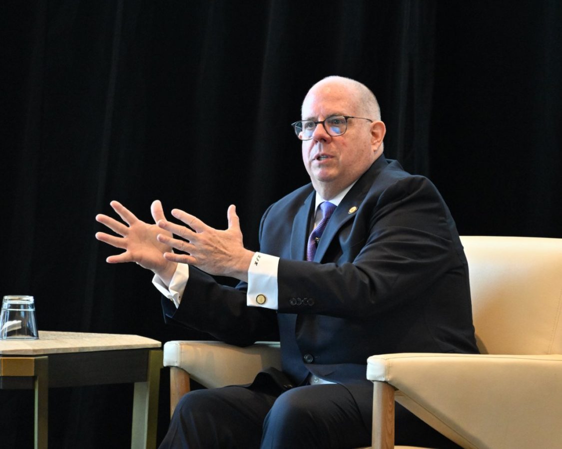 Maryland Gov. Larry Hogan speaking at an event in May 2022.