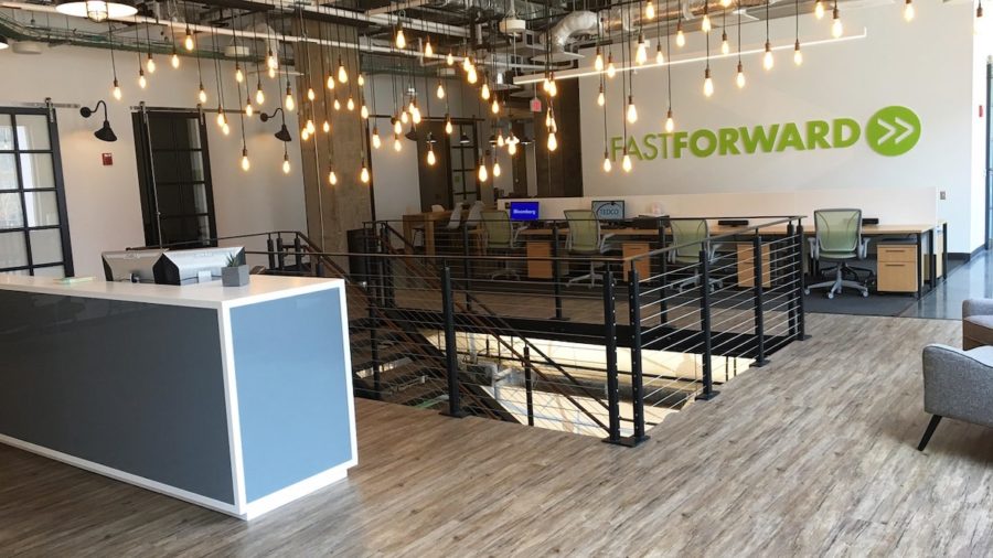Inside the Johns Hopkins Technology Ventures’ FastForward innovation hub, where the Social Impact Lab is also housed.