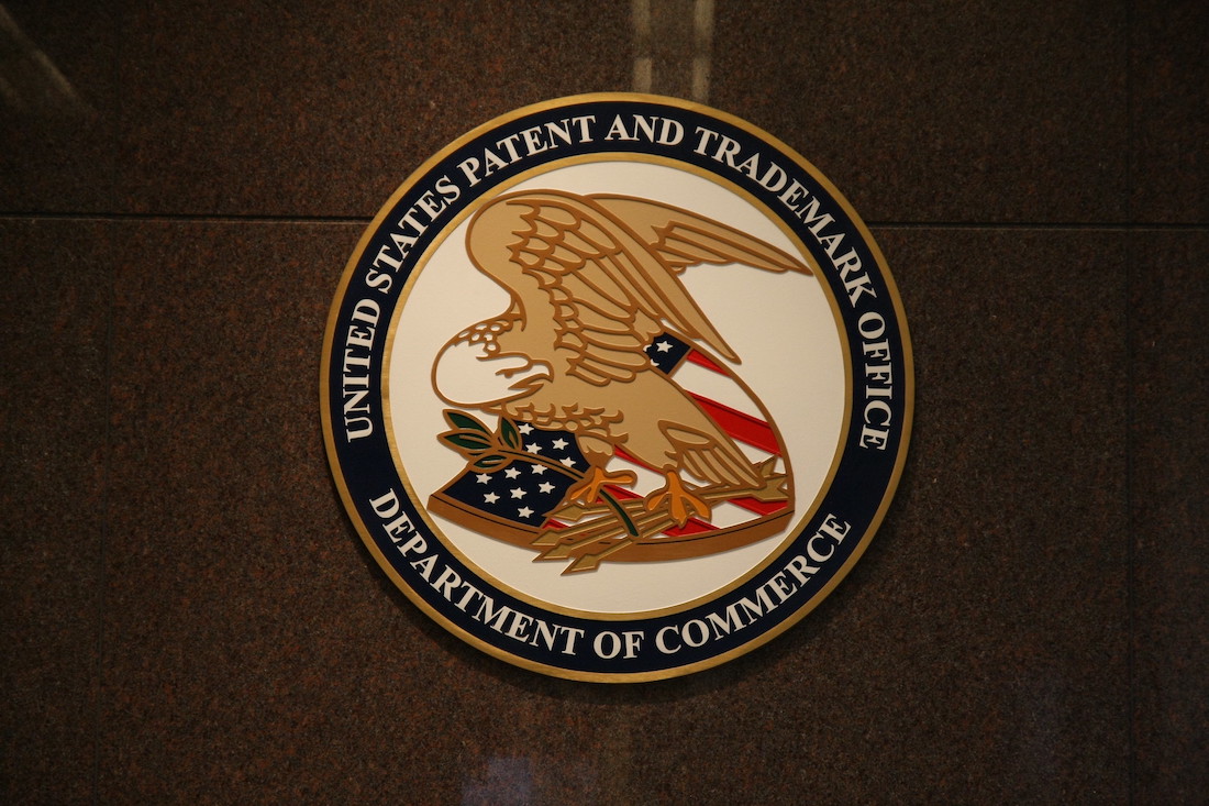 The seal of the U.S. Patent and Trademark Office.