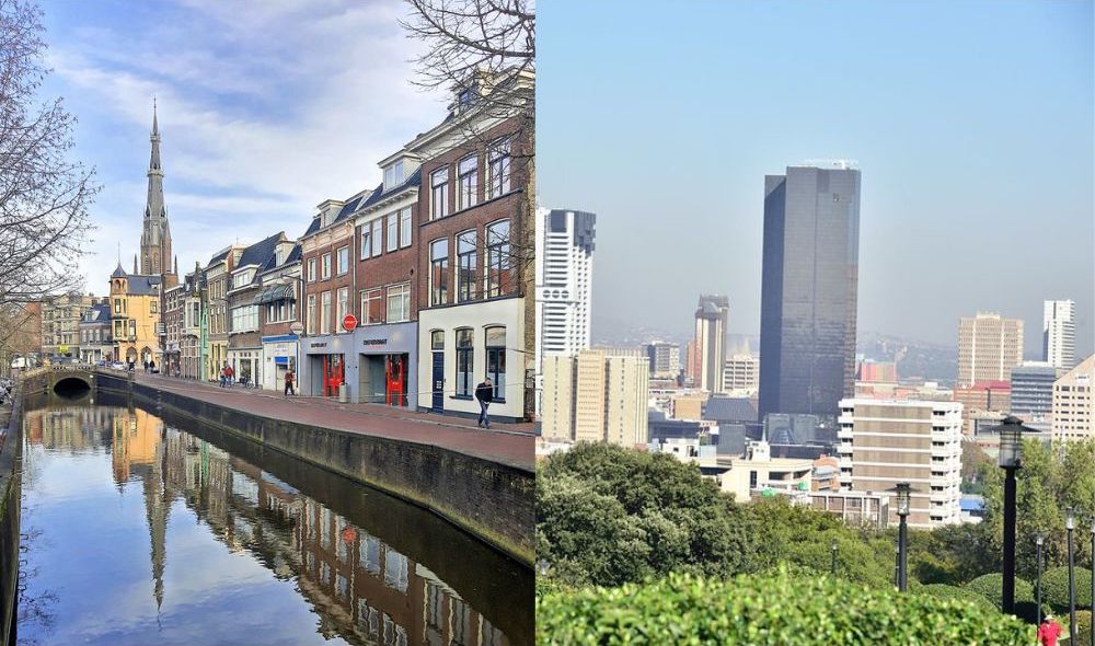 The cities of Leeuwarden, Netherlands (left) and Pretoria, South Africa. 