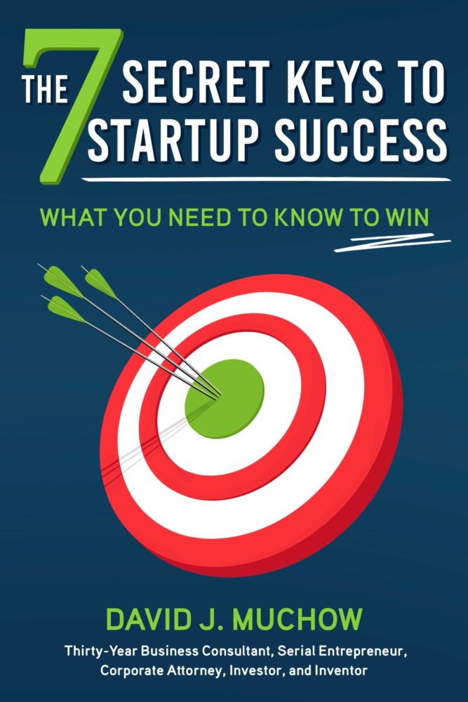 The 7 Secret Keys to Startup Success Cover, which features arrows embedded into a bullseye on a blue background.