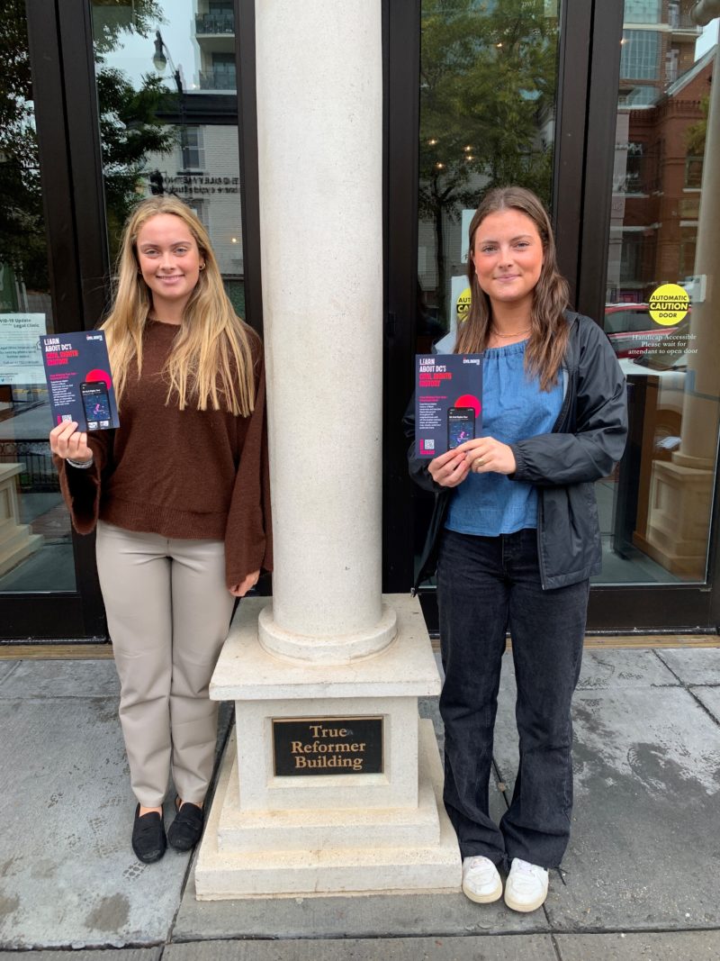 Eliza and Lily Dorton stand in front of the True Reformer Building on U Street.