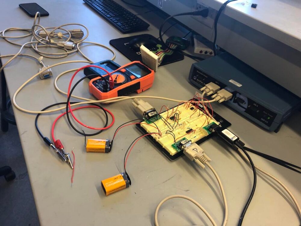 ECG circuits on a counter.