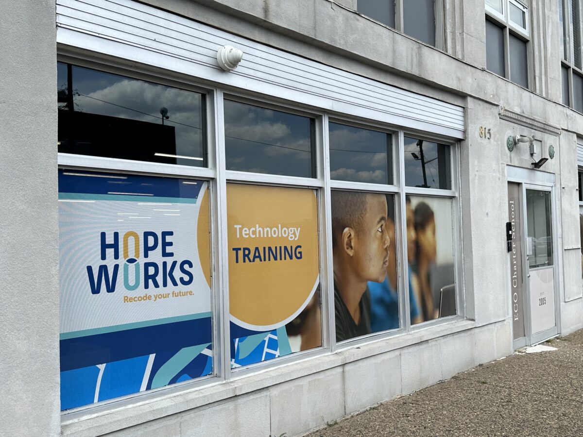 Outside of Hopeworks' new office.