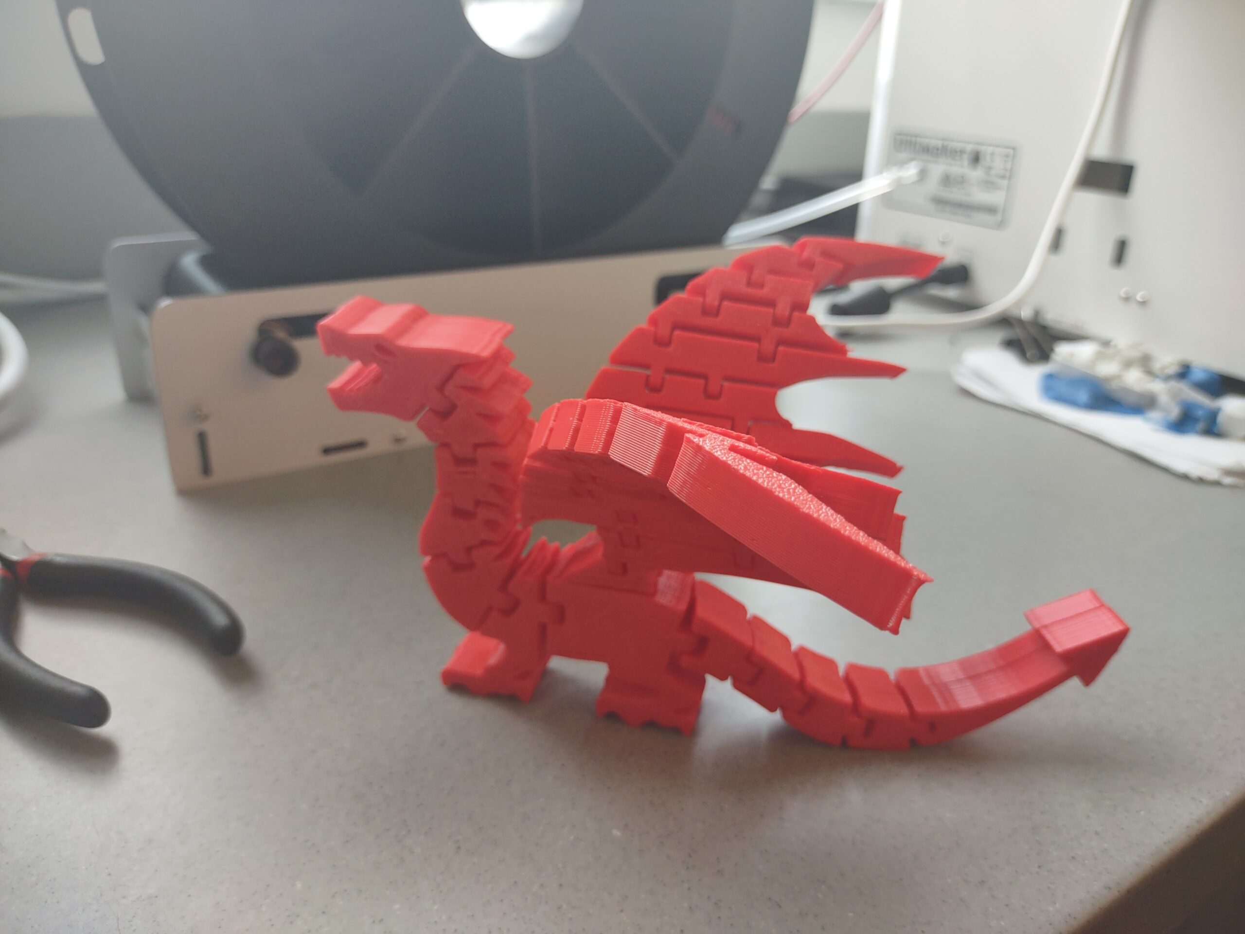A 3D printed dragon.