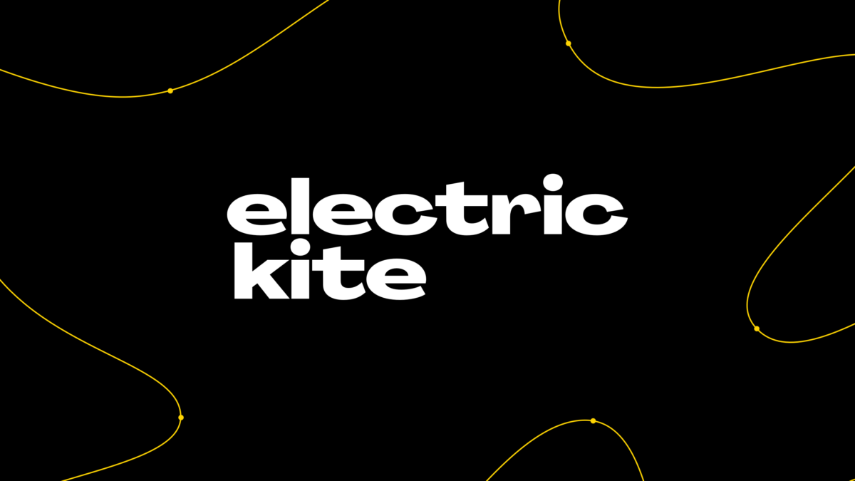 An electric kite logo on a black background.