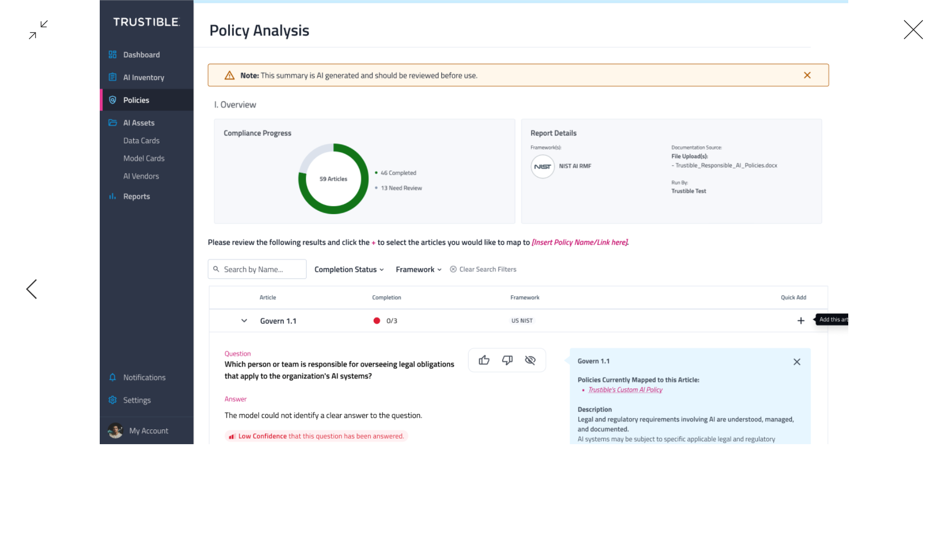 The AI Policy Analyzer platform.