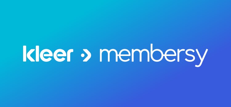 Kleer and Membersy logo in white on a blue gradient background