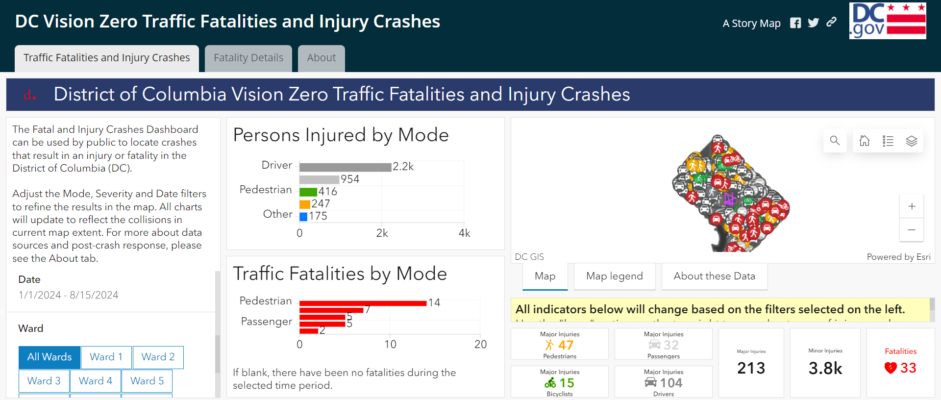 DC's crash dashboard. 